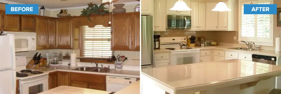 Before and after kitchen renovation by Loyal Home Buyers