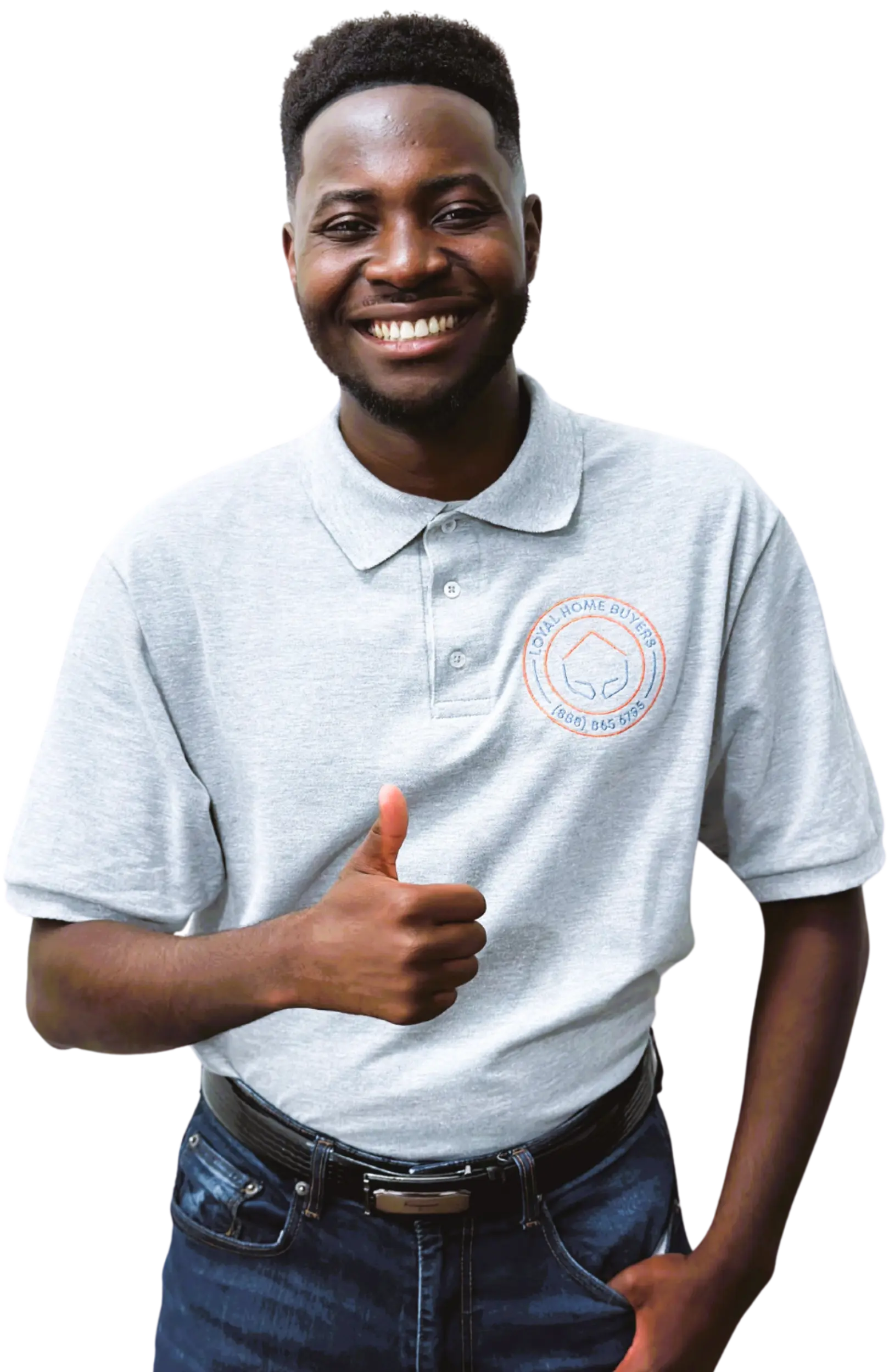 Samuel, founder of Loyal Home Buyers, giving a thumbs-up