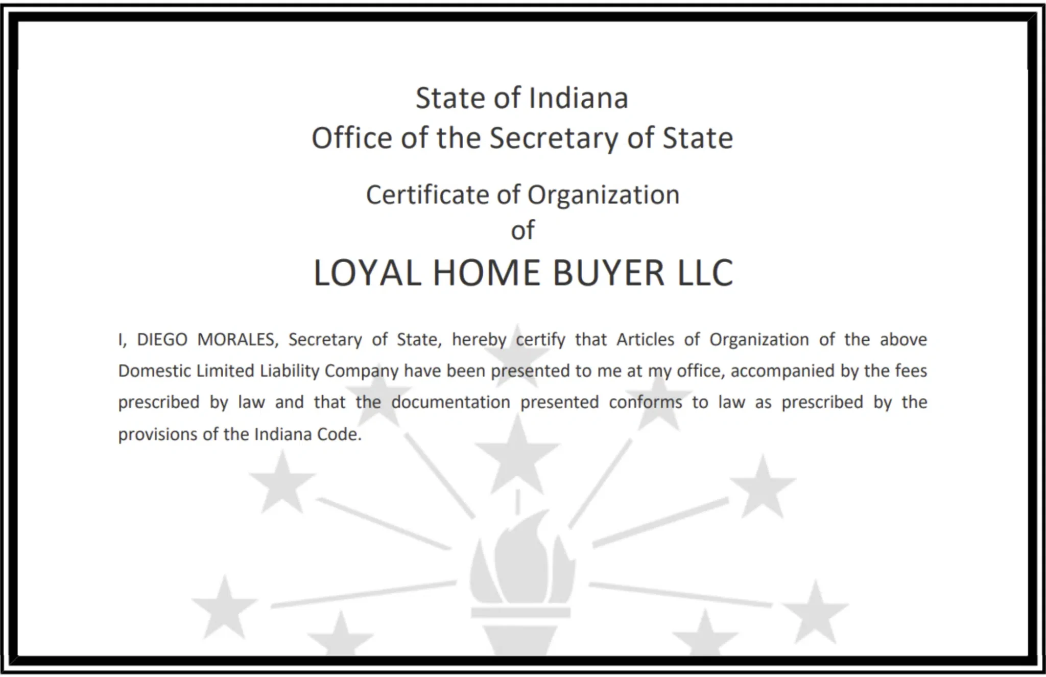 Certificate of Organization